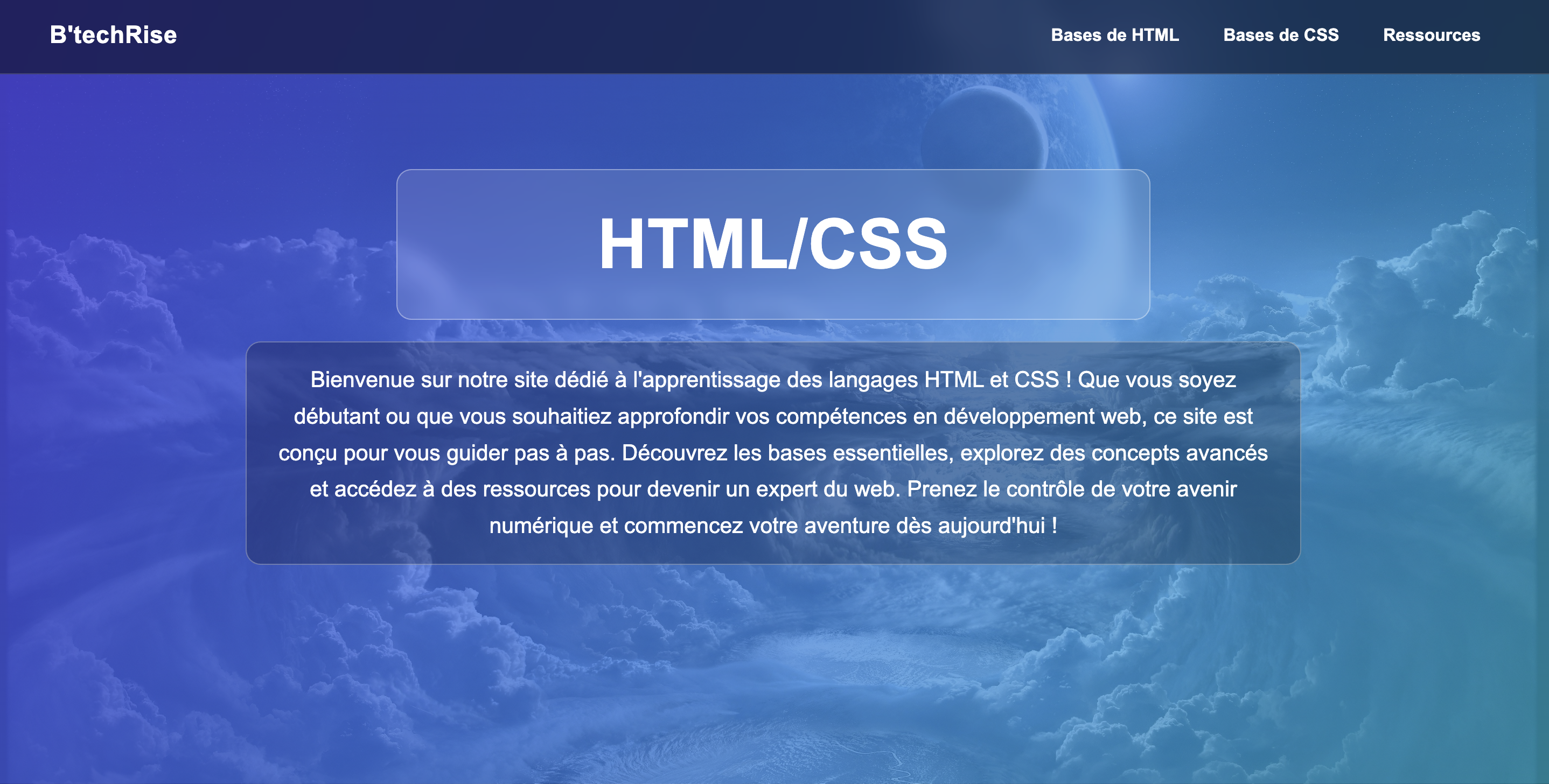 Capture du projet B'Learn