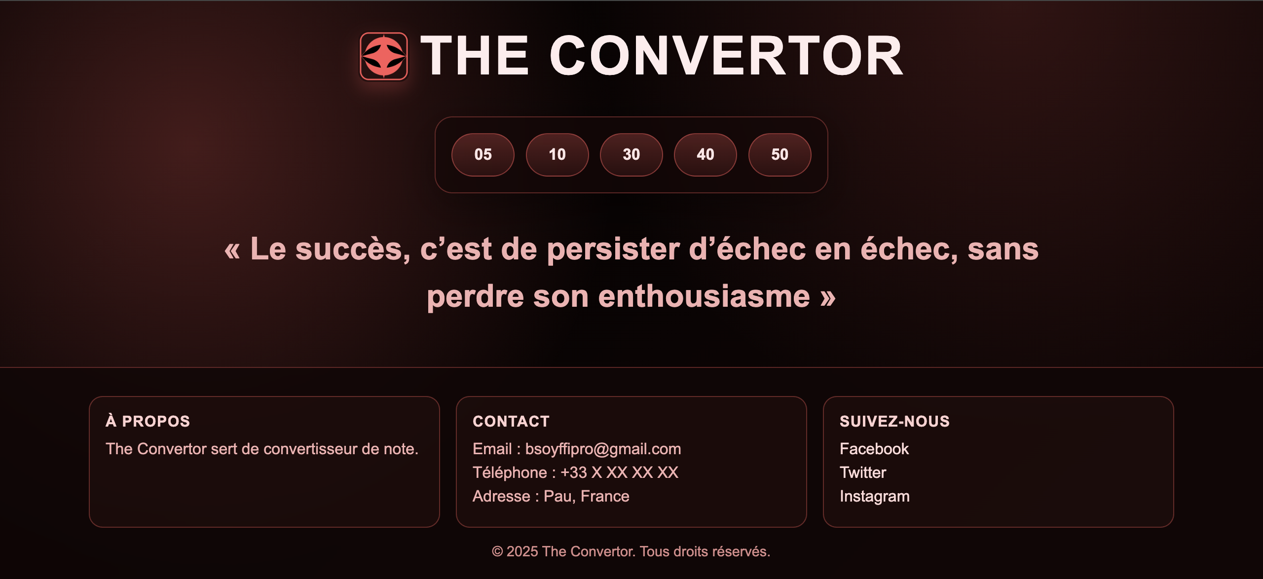 Capture du projet Convertisor