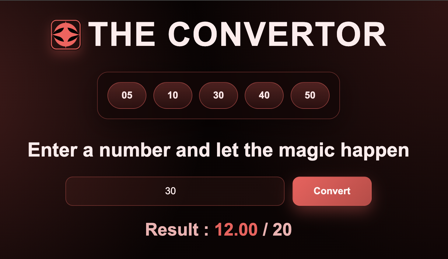 Capture Convertisor avec exemple de conversion de note sur 50