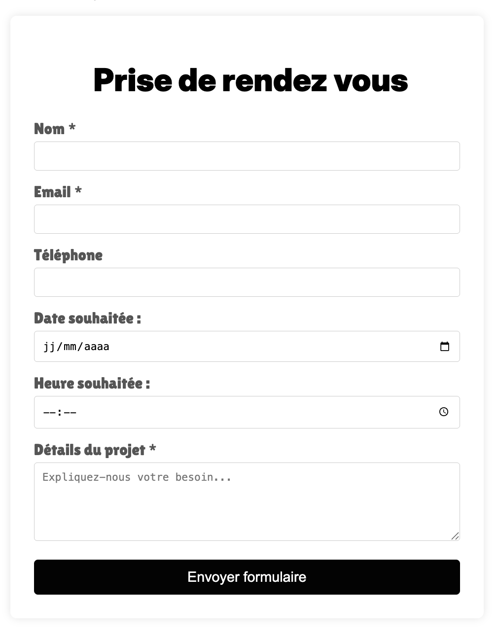 Formulaire de rendez-vous Kaleni Confort